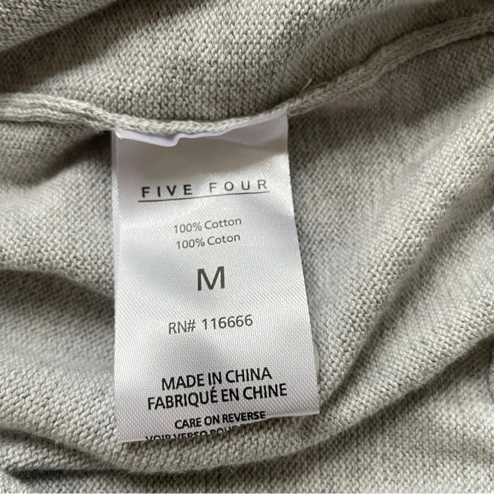 Five Four Nick Wooster Mens M Gray Cotton Cardigan Sweater Varsity Stripe